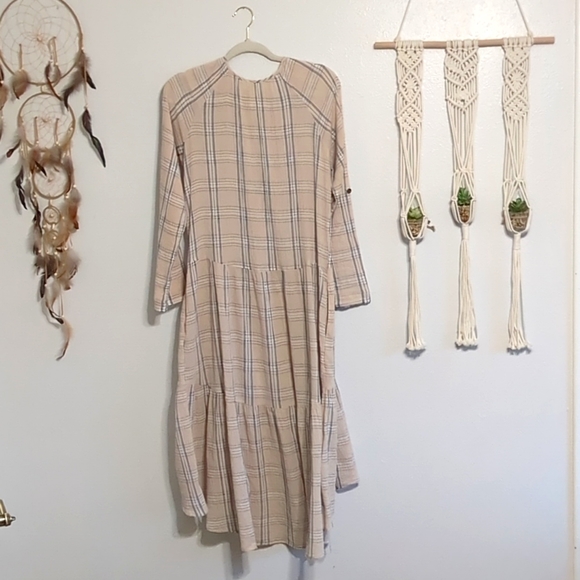 Free People Come as You Are Plaid Midi Dress L - Picture 13 of 17